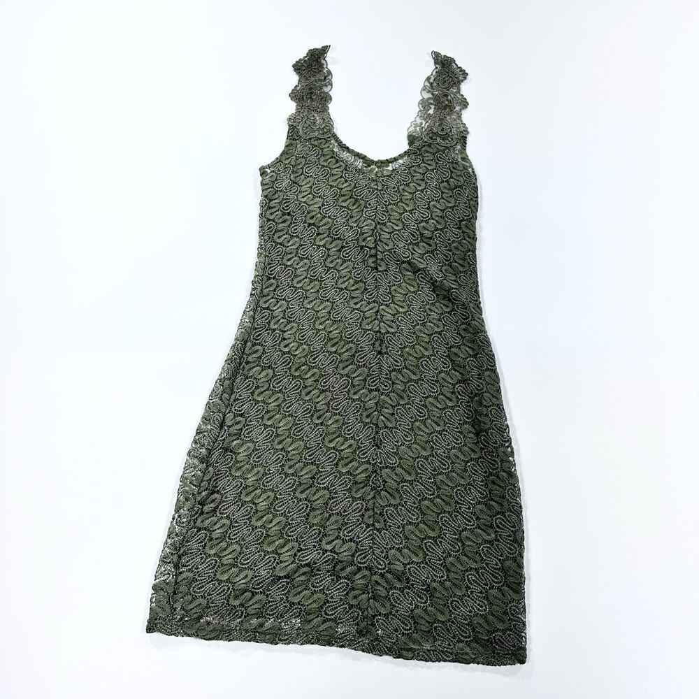 Free people foiled again olive green lace body con mini dress S